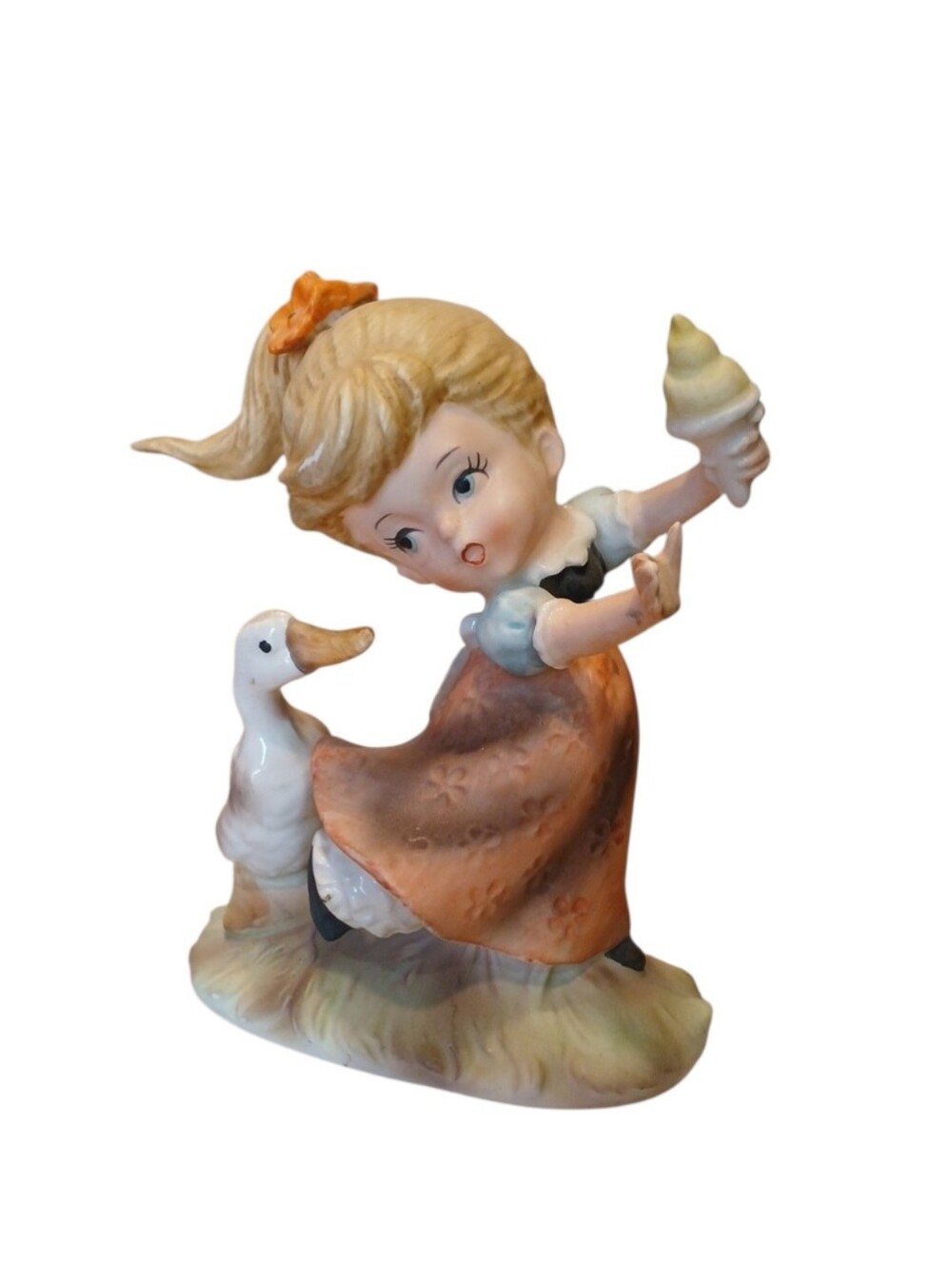 Vintage Girl With Duck Figurine